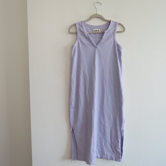 PACT The Frame Cotton Midi Dress in Lavender Purple Minimalist Travel - Size S - Picture 3 of 13